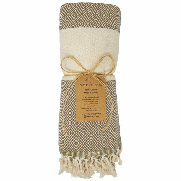 Kd Muebles De Comedor 70 x 40 in. 100 Percent Cotton Diamond Peshtemal Turkish Bath Towel Beige KD3721616